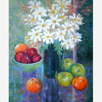 Daisies and Fruit