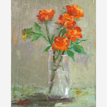 Six Orange Roses